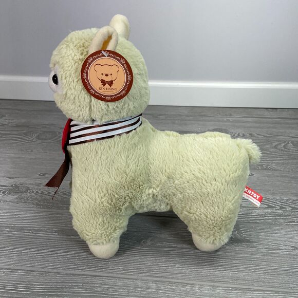 KHToy Alpaca Llama Forever Love 12in Tan Plush Fluffy Kawaii Cute Sweetheart New - Picture 5 of 12
